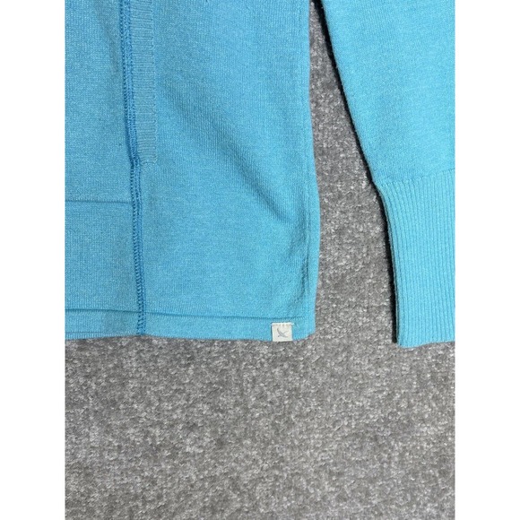 Eddie Bauer Mock Neck 1/4 Zip‎ Sweater Womens Size Medium Blue Kangaroo Pocket - Picture 5 of 7